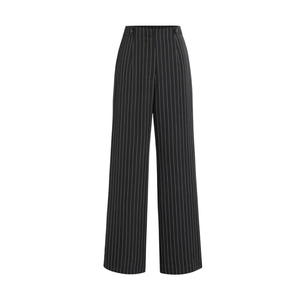 Cider Women’s Medium Pin Striped Button Front Straight Leg Pants Black White New - Picture 3 of 10